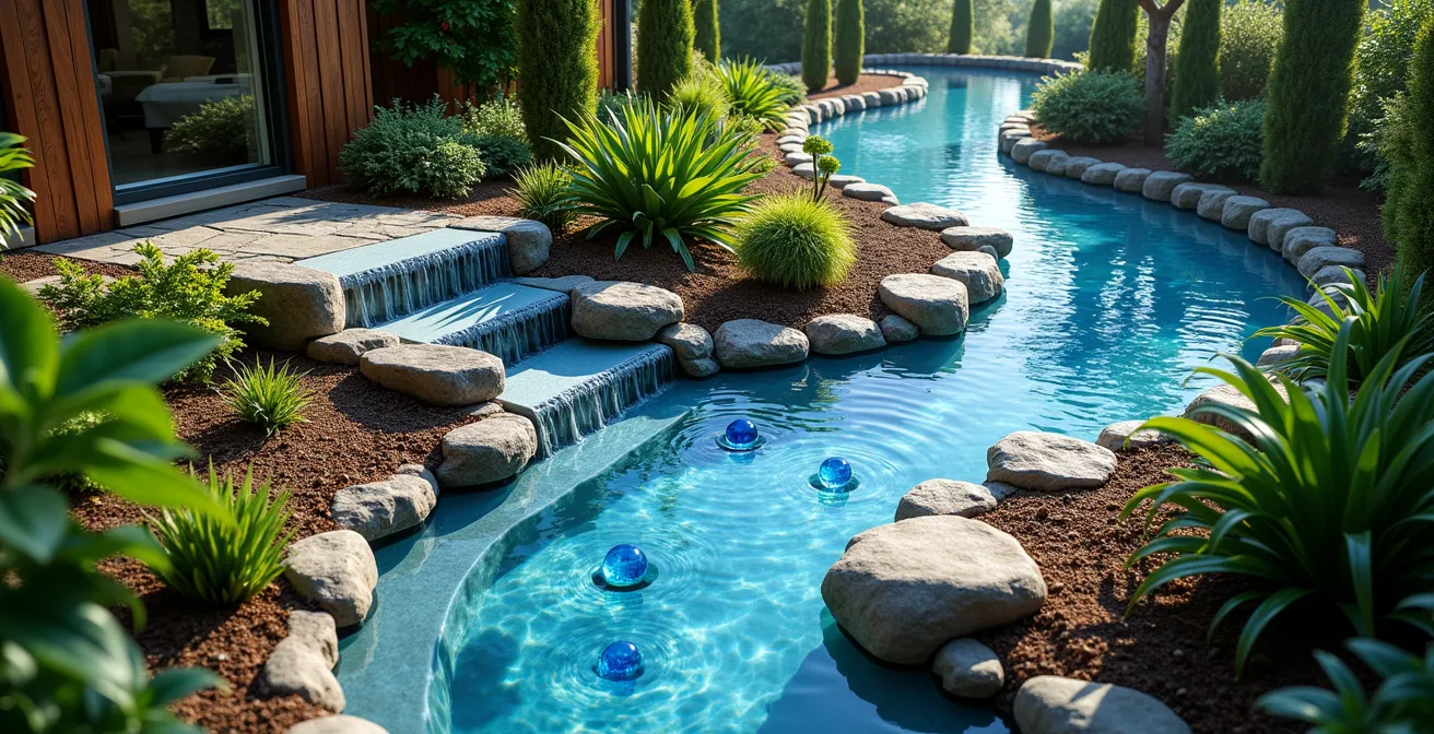 Sustainable greywater recycling system showing water flow from home to garden plants