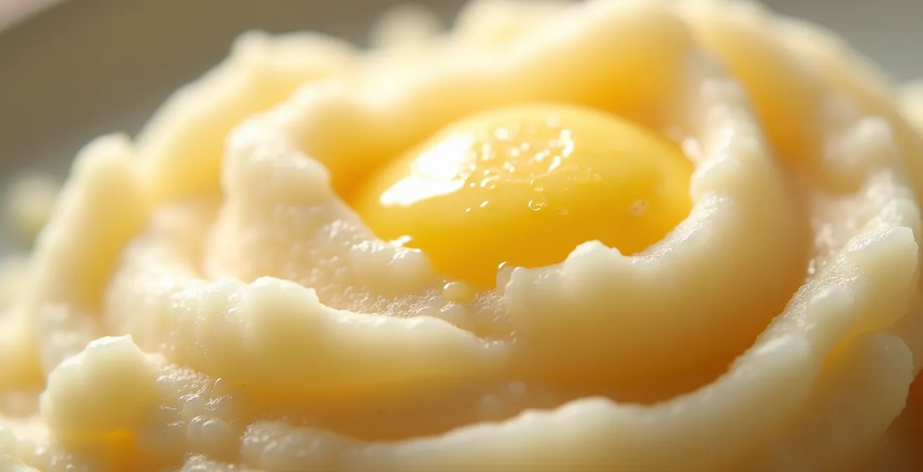 Close-up macro shot of fluffy mashed potato texture