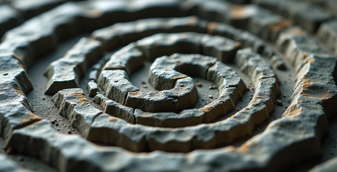 Close-up of weathered carved stone with Celtic patterns