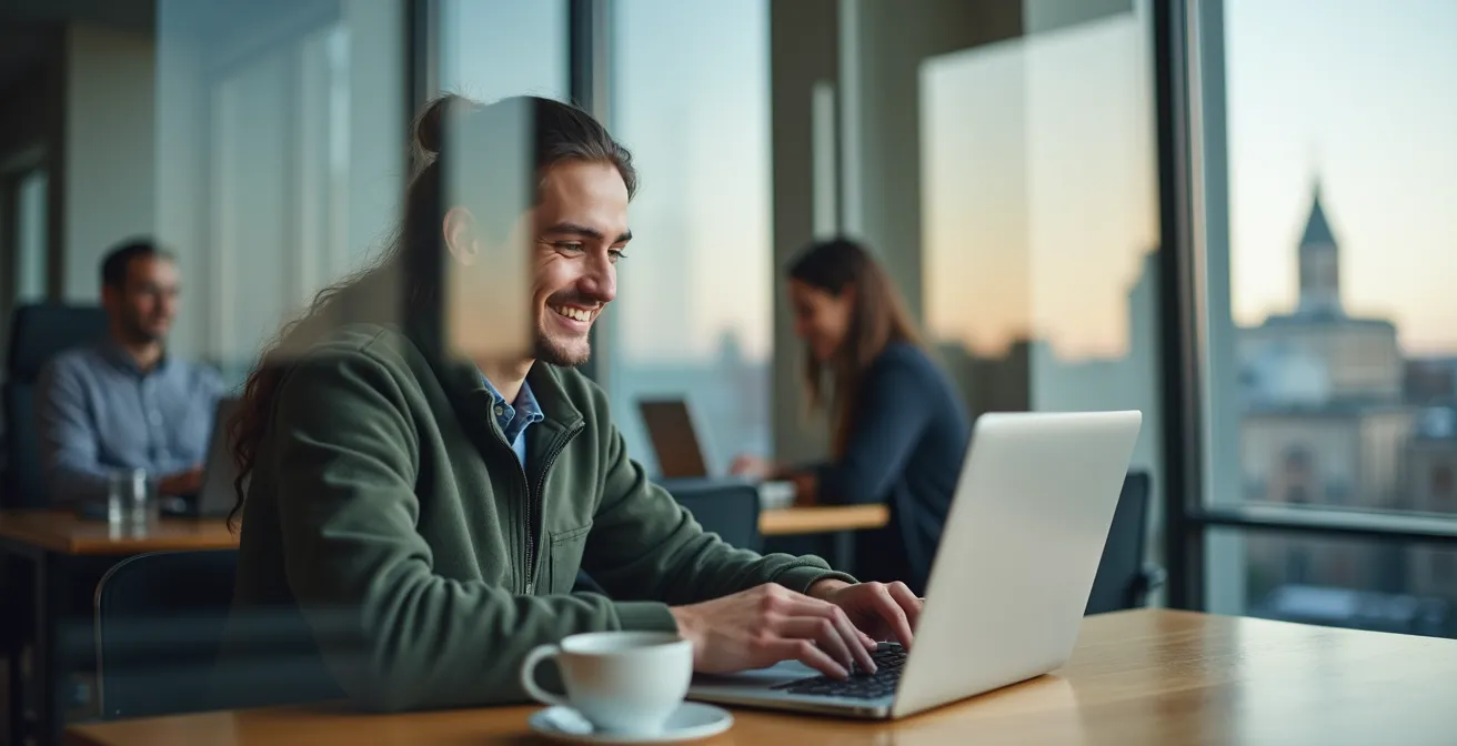 Marketing professional optimizing digital presence on professional platform