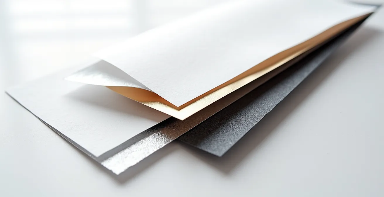 Close-up of Tetra Pak material layers being separated